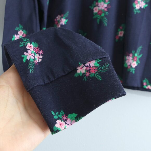 Disney Minnie Mouse Cotton Long Sleeve Shirt Floral Logo Navy Blue Lightweight - Picture 6 of 7